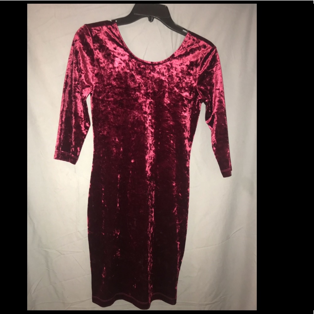 Velvet Burgundy long sleeve dress